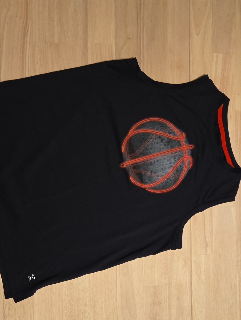 Xersion Black Tank Top with Red Basketball Graphic